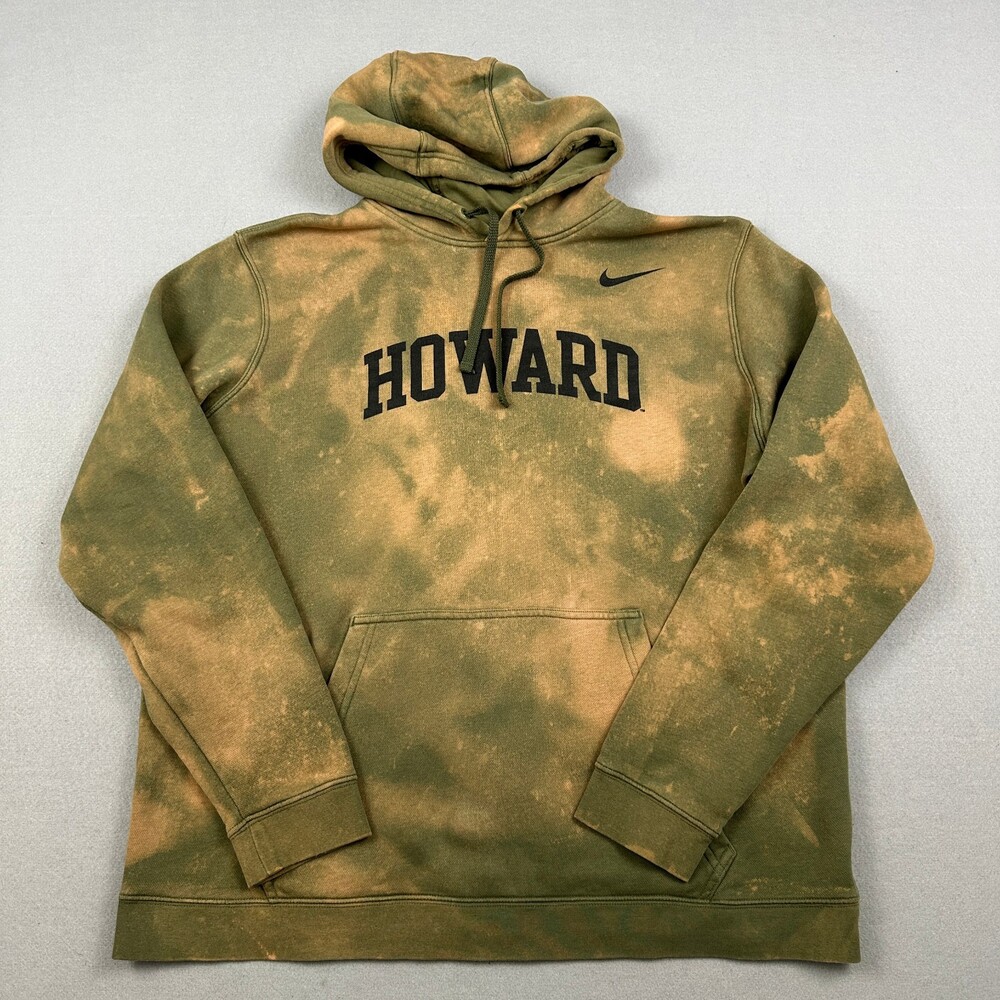 Howard Bison Hoodie Men XL Green Bleached Nike Club Fleece Sweatshirt NCAA